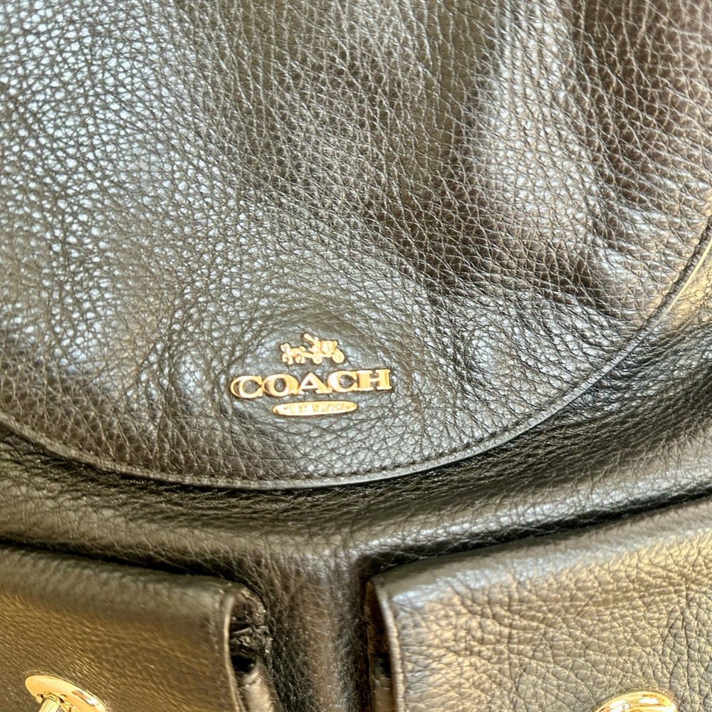 COACH F37410 BILLIE BACKPACK BLACK PEBBLED LEATHER GOLD TRIM - Picture 5 of 13